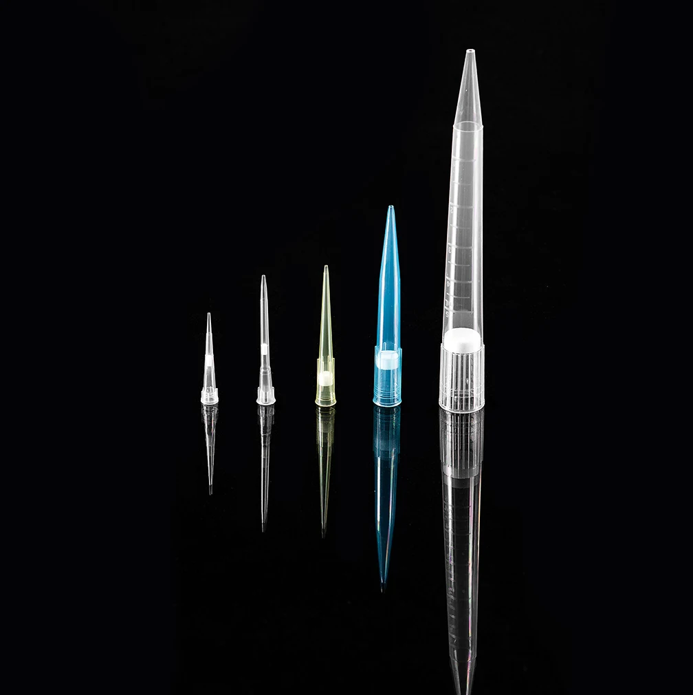 Sterile laboratory supplies  low retention disposable PP micropipette yellow blue white pipette tip