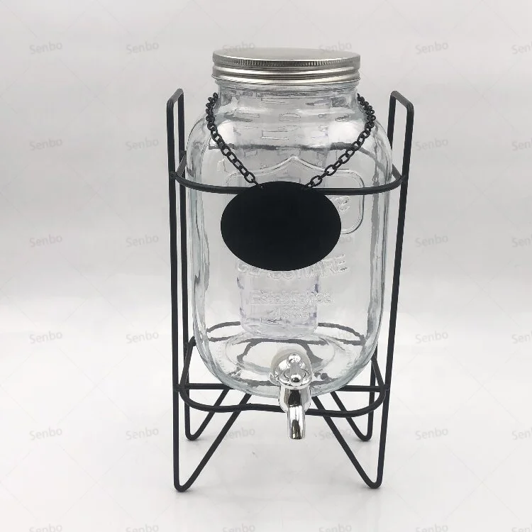 Wholesale Glass Juice Dispenser with Fruit Infuser Stainless Steel Spigot and Stand 4L 5L 8L
