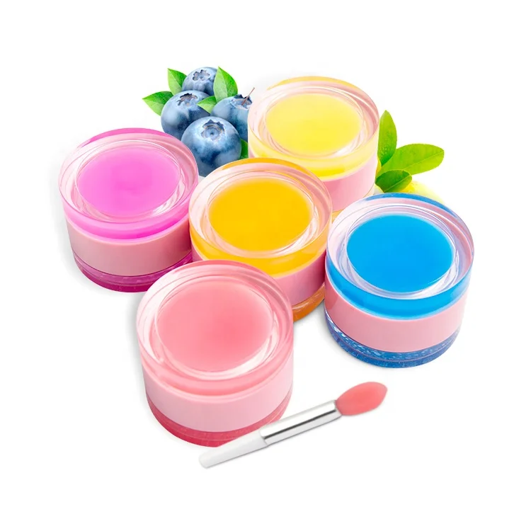 Luxury Korean Fruit Lip Balm Lip Scrub Private Label Pink Lip Scrub And Brush With Balm