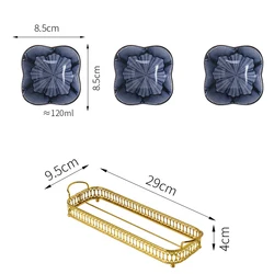 Food Storage 3Pcs Ceramic Bowls Serving Snack Tray Dish Plate Dessert Set With New Metal Handles Design