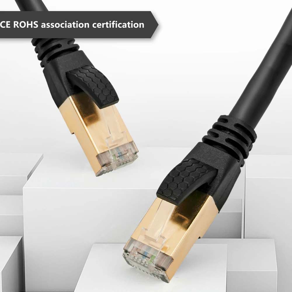 High Speed Ethernet Cable CAT8 24K Gold Plated Ethernet Cable Support OEM/ODM Design Patch Cord Cable