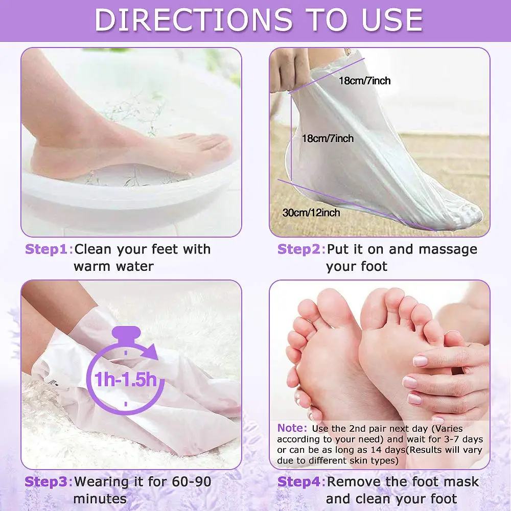 2 Pairs Foot Peeling Mask Exfoliating Foot Peel Mask Baby Soft Feet Moisturizing Socks Dead Skin Remover Peel Callus Booties