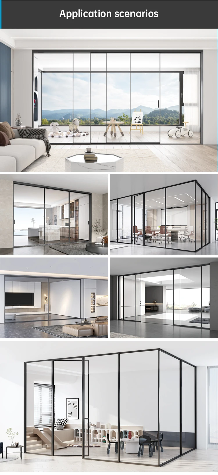 ODICK aluminum doors and windows modern interior sliding door partition sound insulation  glass sliding aluminium french door