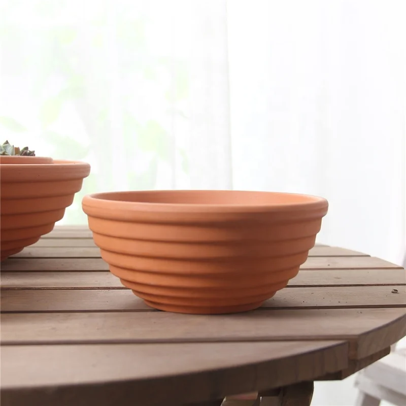Wholesale Spiral Terracotta Mini Flower Pot Planter Clay Bowl Style Ceramic Garden Home Decor for Outdoor Floor Usage
