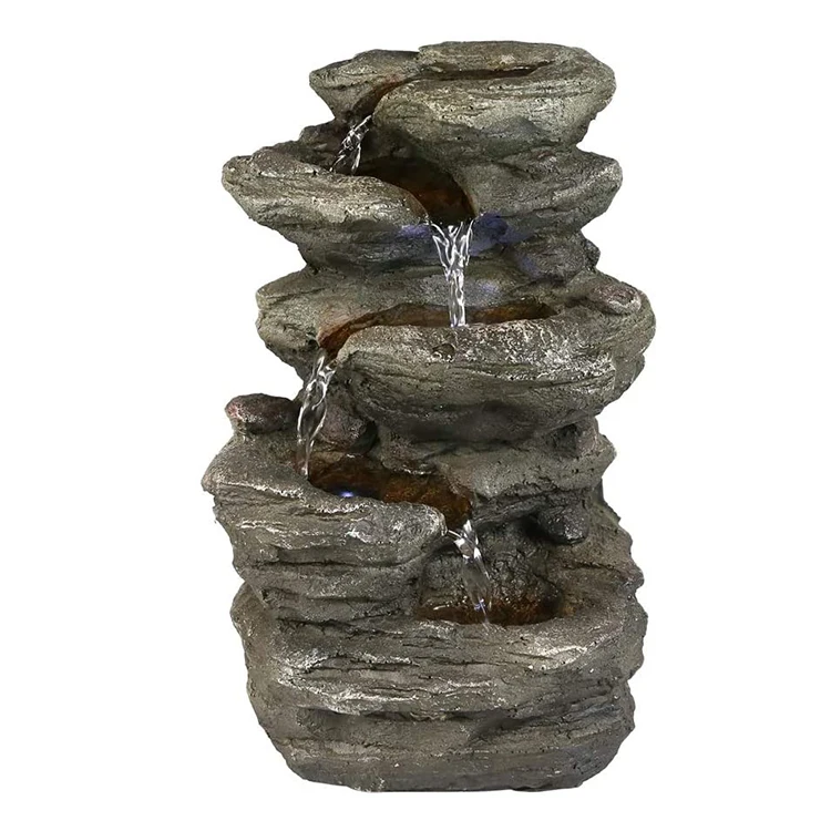 Домашний офисный декор фонтан со светодиодами фэн-шуй Рокки крытый для воды настольный