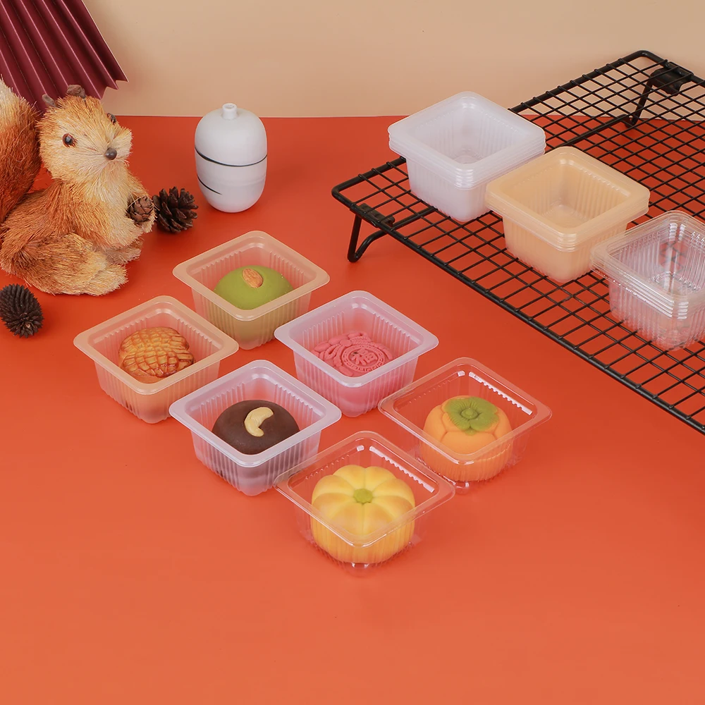 hengmaster Disposable pp plastic food square golden color moon cake cookie biscuit insert packaging tray