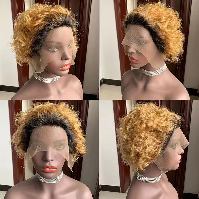 Keyu Wholesale 11A Brazilian Short Pixie Cut Curly Wig,Perruque 13X4 Lace Frontal Pixie Wig,Short bob wig HD Lace Human Hair Wig
