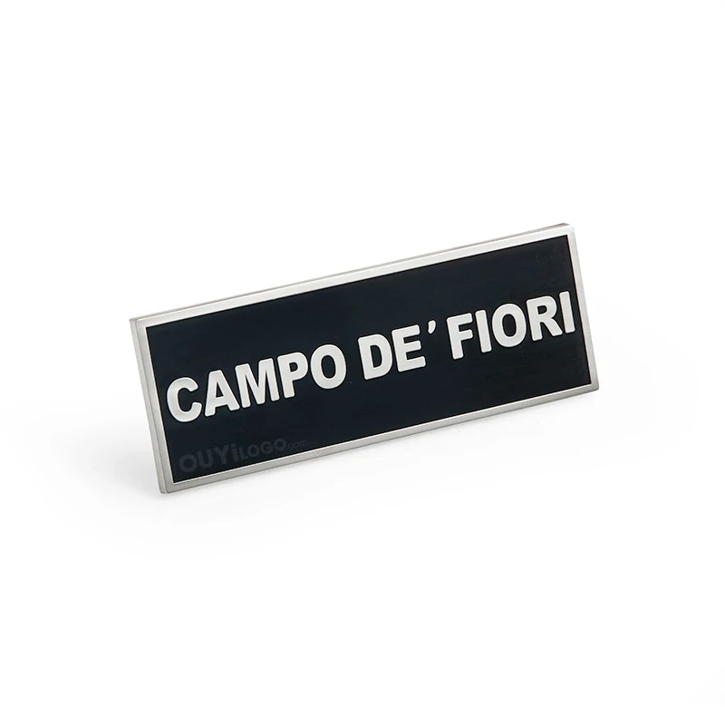 custom brand logo brushed stainless steel self adhesive metal nameplate metal sticker