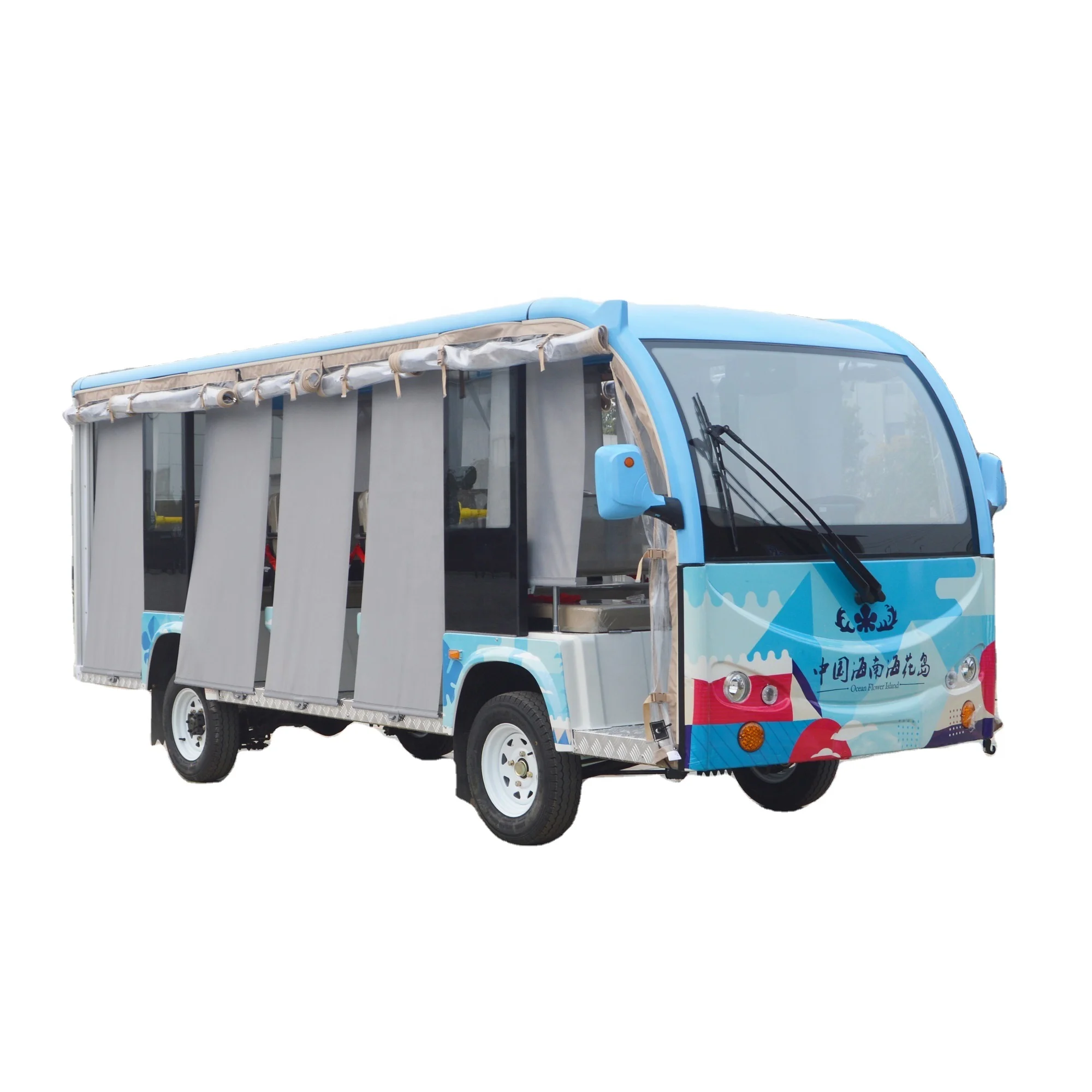 14 пассажиров Электрический туристический автобус с дождевой занавеской Солнцезащитная