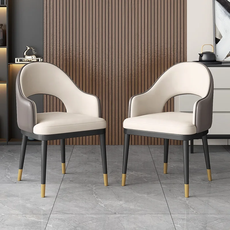 High-quality modern restaurant living room metal legs PU leather dining chair