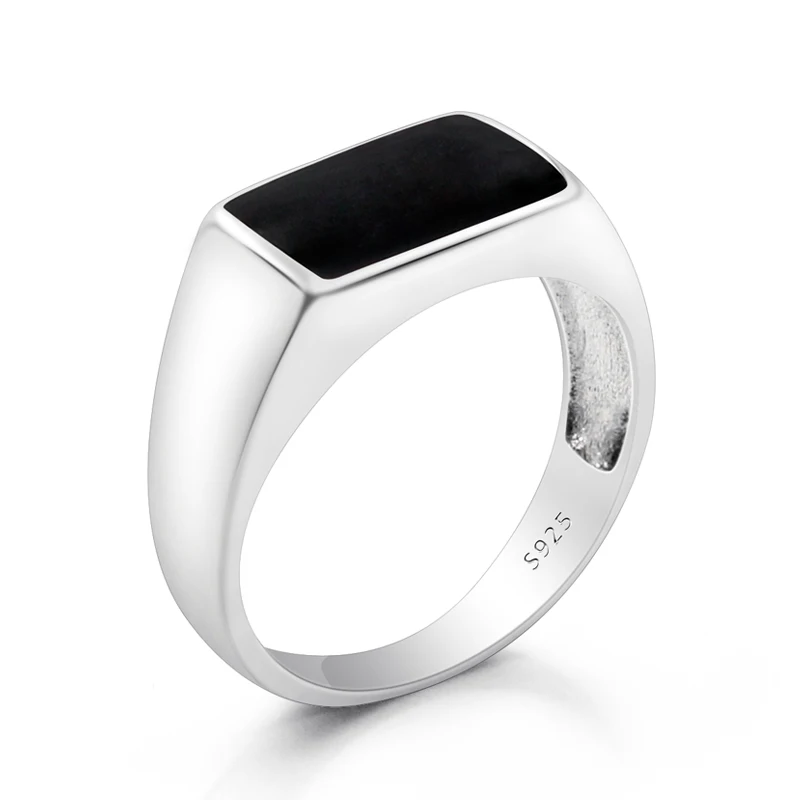 Manufacturer Wholesale Enamel Ring 925 Black Enamel Ring 925 Silver Ring Men