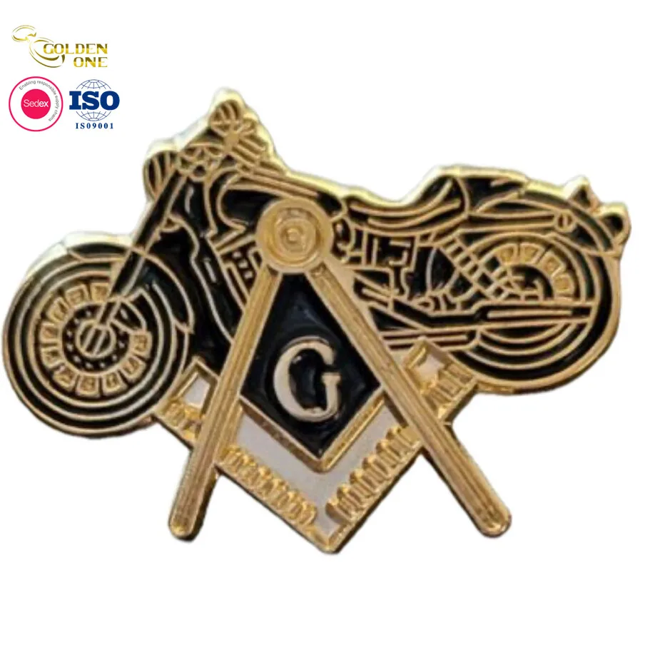 Wholesale custom metal zinc alloy 3d hollow out freemason badge enamel masonic lapel pins for suit