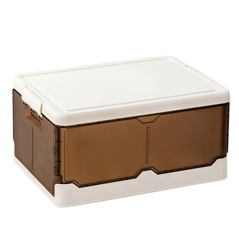 Collapsible Storage Bins Clear Folding Plastic Stackable Plastic Storage Boxes with Lids Sundries Organizer For Household