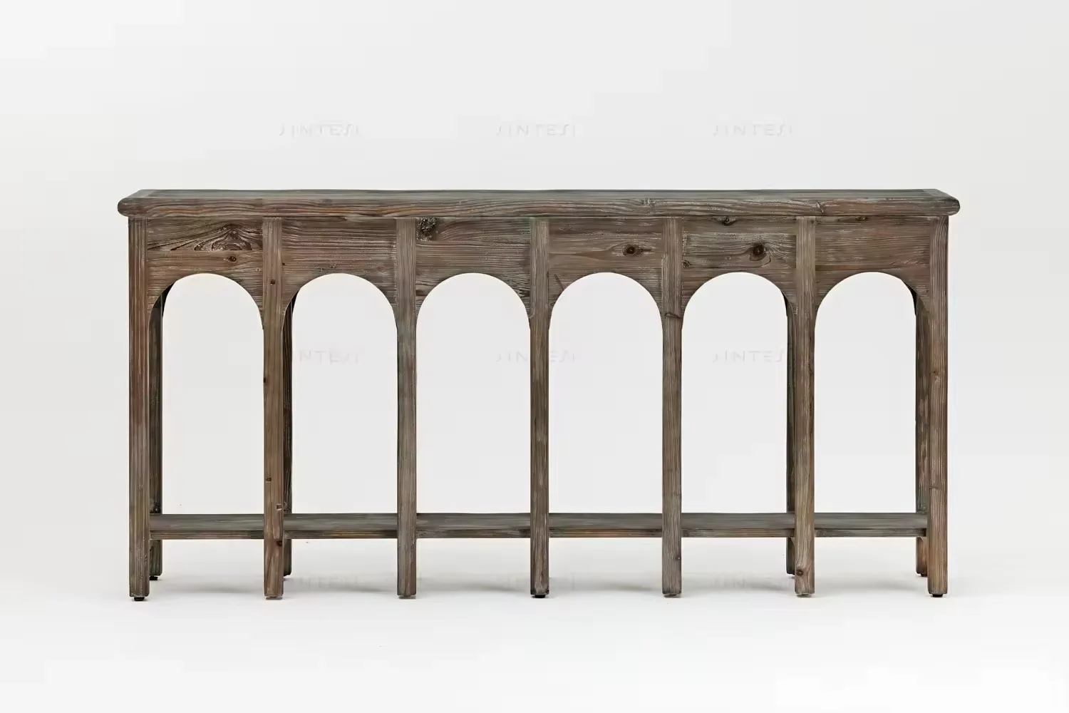 French Style Arc Deco Console Accent Table Vintage Wood Side Display Furniture for Dining Kitchen Living Room and Hotel Use