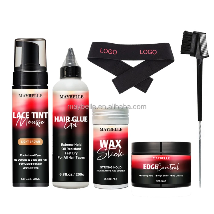 New Arrival Private Label Strong Hold Edge Control Wax Stick Wig Install Kits Hair Glue Gel Lace Tint Foam Mousse For Woman