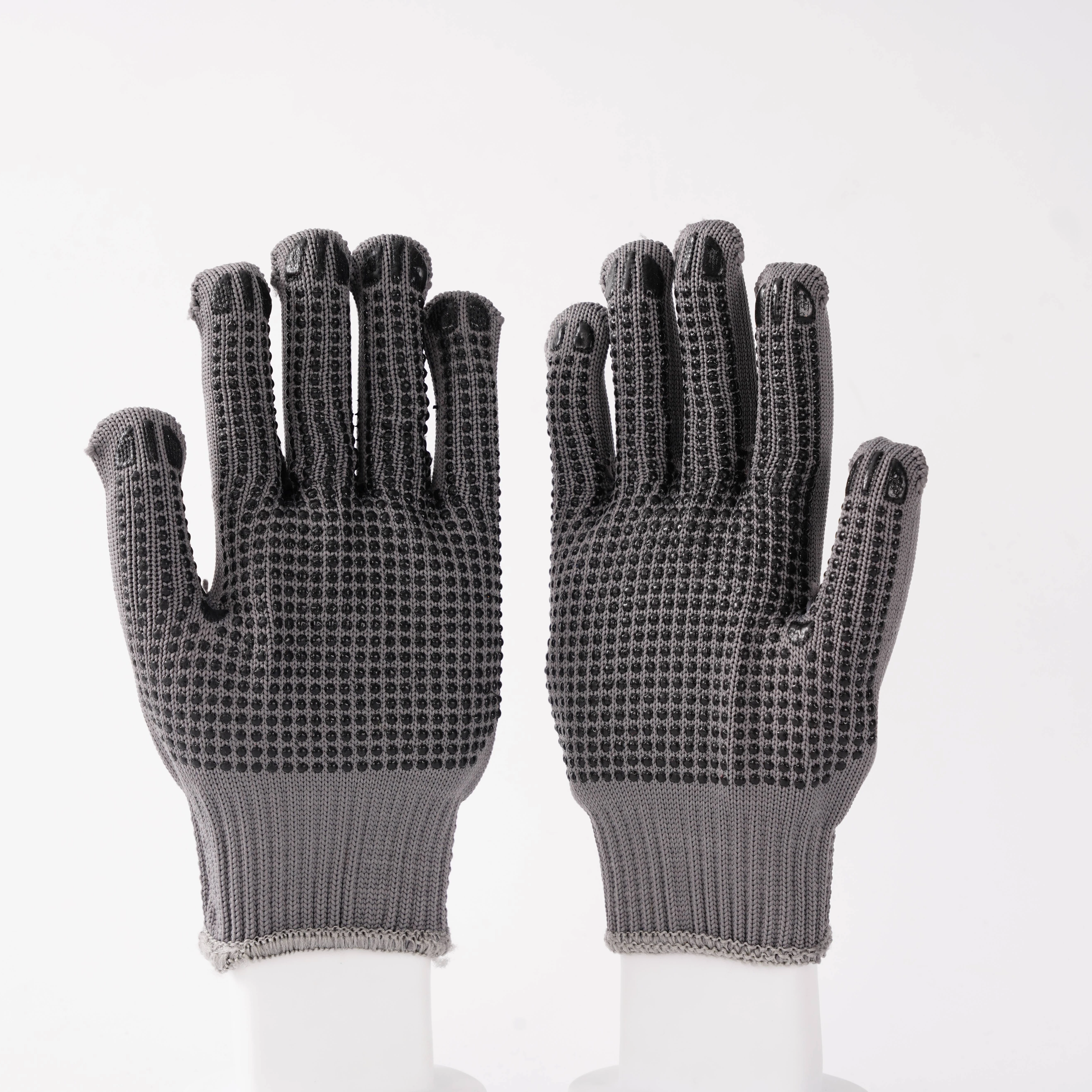 10gauge white cotton knitted glove shell with pvc dots work hand gloves