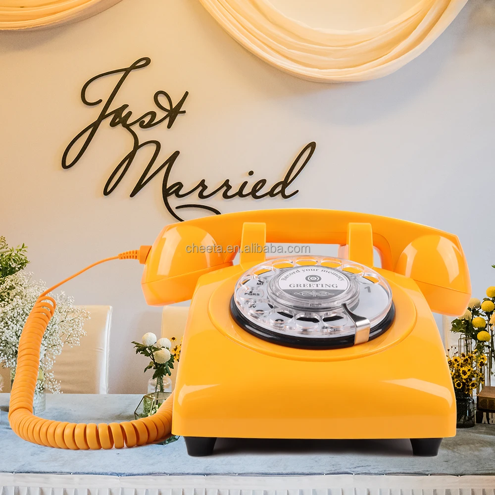 Blue Color Desk Phone Classic Rotary Dial Wedding Audio Guest book wedding Party