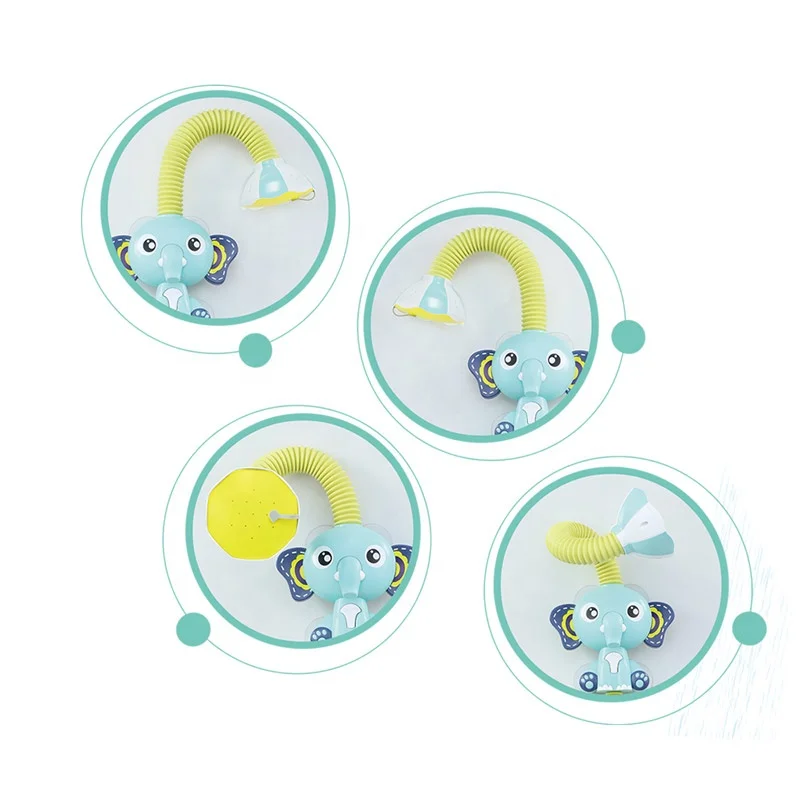  Electric Plastic ABS Bathroom Play Cute Baby Elephant Sprinkler Bath Toy for