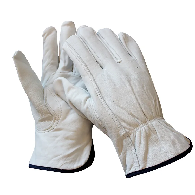 Grain Goat Leather Wing Thumb Gardening  White Yellow Driving Truck Worker 10 Inch Cowhide Leather Driver Gloves