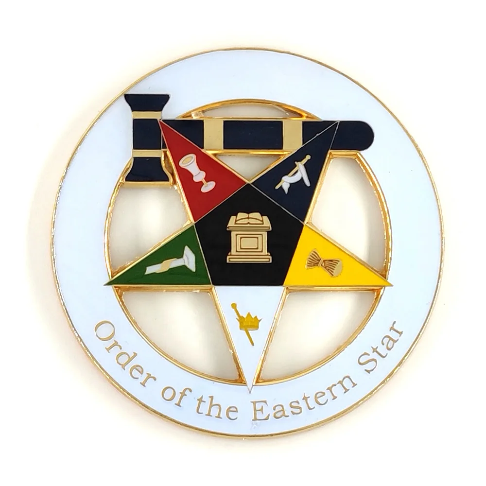 Логотип O.E.S, золотой заказ «Восточная звезда», 3 дюйма, вырезанная круглая масонская эмблема, автомобильная эмблема