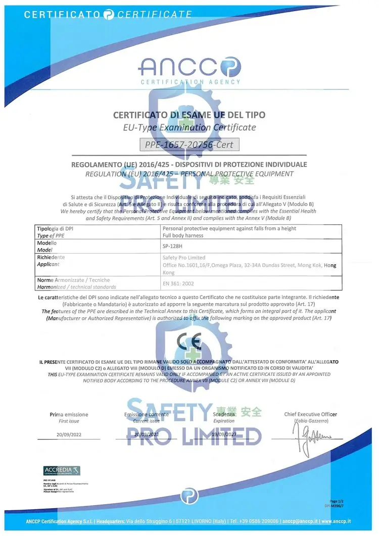 New Arrival Full-Body 5-Point Fall Protection Safety Harness Belt to Keep Safe Outdoor with Double Elastic Aluminum Lanyard