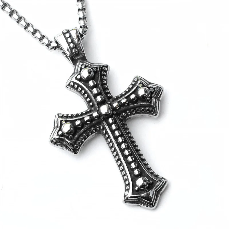 2024 New Arrival Stainless Steel Chain Necklace Alloy Cross Pendant Necklaces Vintage Necklace for Men