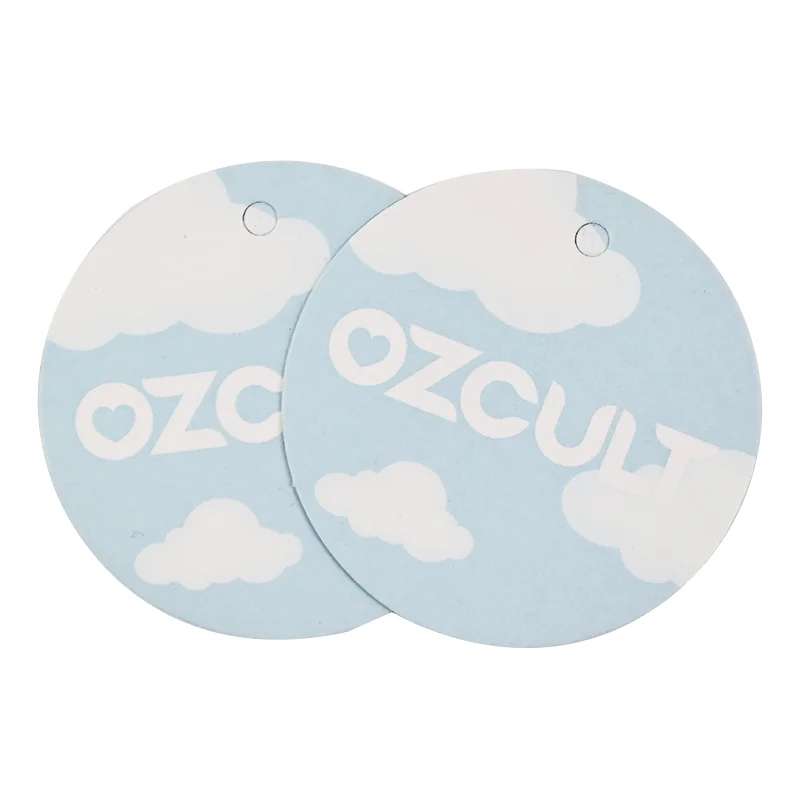 Colorful painting pattern paper tag,customized printing logo clothing hang tags,custom garment paper labels tag with  strings