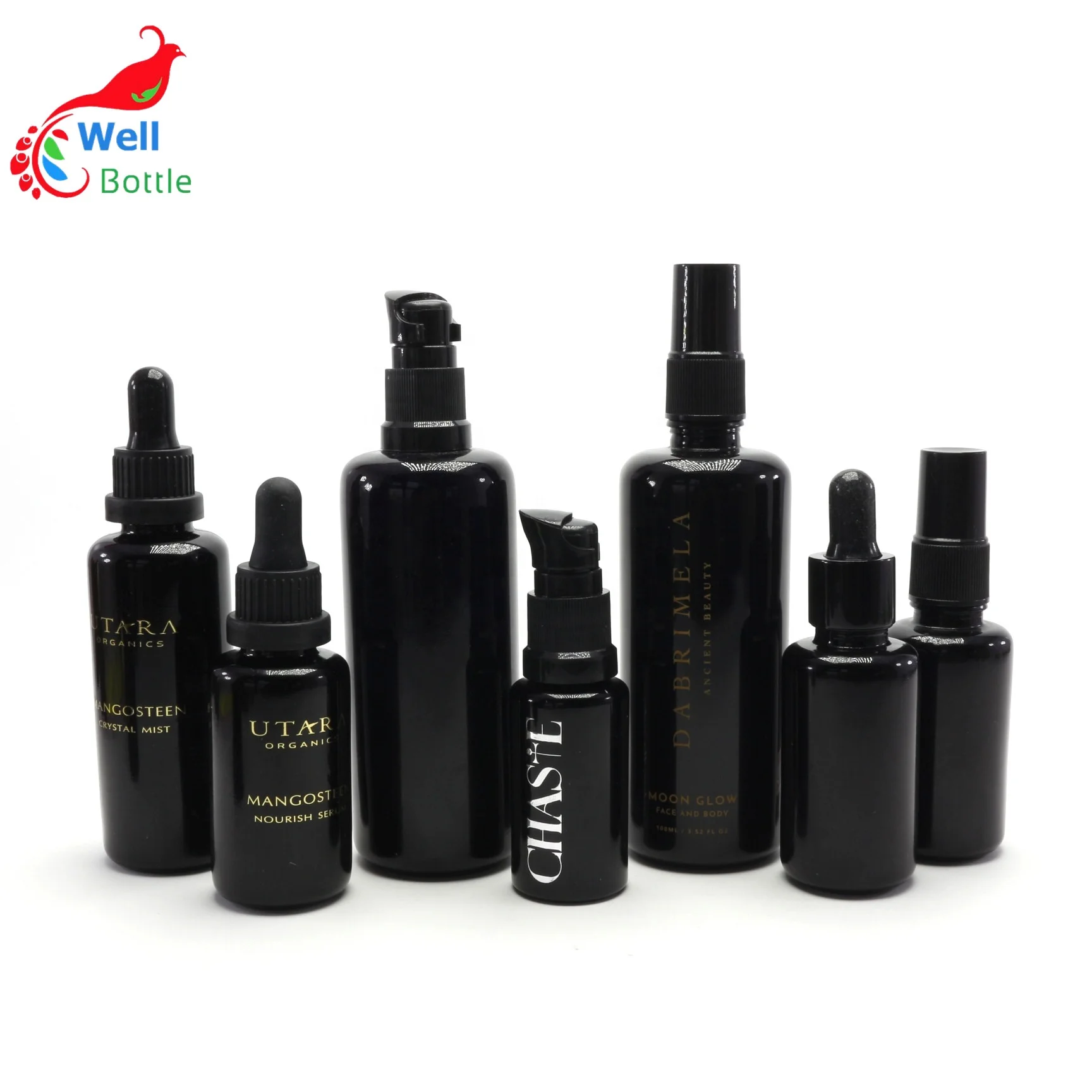 violet 10 15 30 ml 50 60 100 ml empty essential oil dark violet glass dropper bottles with black dropper lid VB-134A