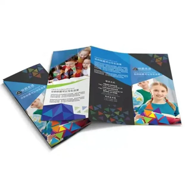 Customized Product Flexography Flyer Thread Poster A3  Promotion Coated Paper Accordion Folded Brochure Leaflet Printing