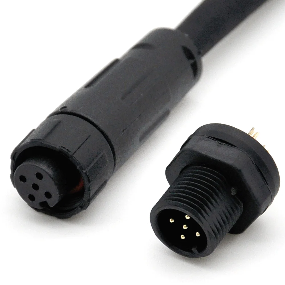 IP68 Connector Factory Male Female 4 Pin Core Circular Straight Plug CQC Certificated M12 Waterproof Cable Connector