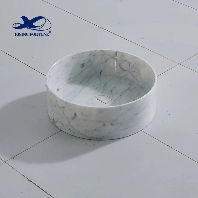 Countertop Carrara White Marble Stone Ceramic Wash Hand Basin Bathroom Vessel Sinks Face Bowls