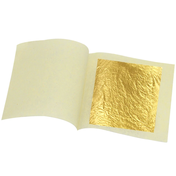 500pcs/pack 24k genuine gold leaf ornament craft 4.33*4.33cm Edible Gold foil sheets for furniture Buddha gilding