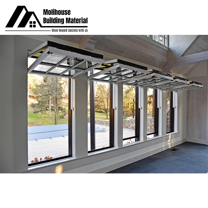 Professional Manufacture Aluminium Internal Bi Fold Up Glass Bifold Window Vertical Kitchen Bar Folding Windows