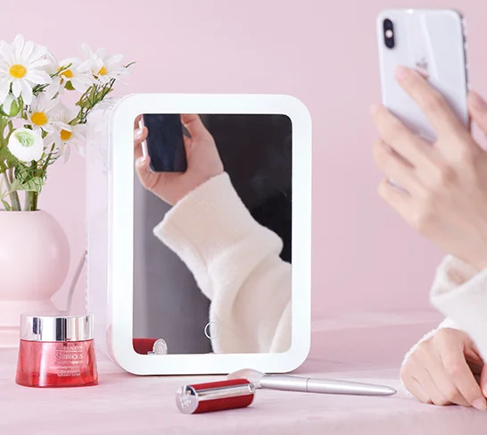 dc 12v car portable beauty mini skincare fridge with led glass single door compact refrigerator