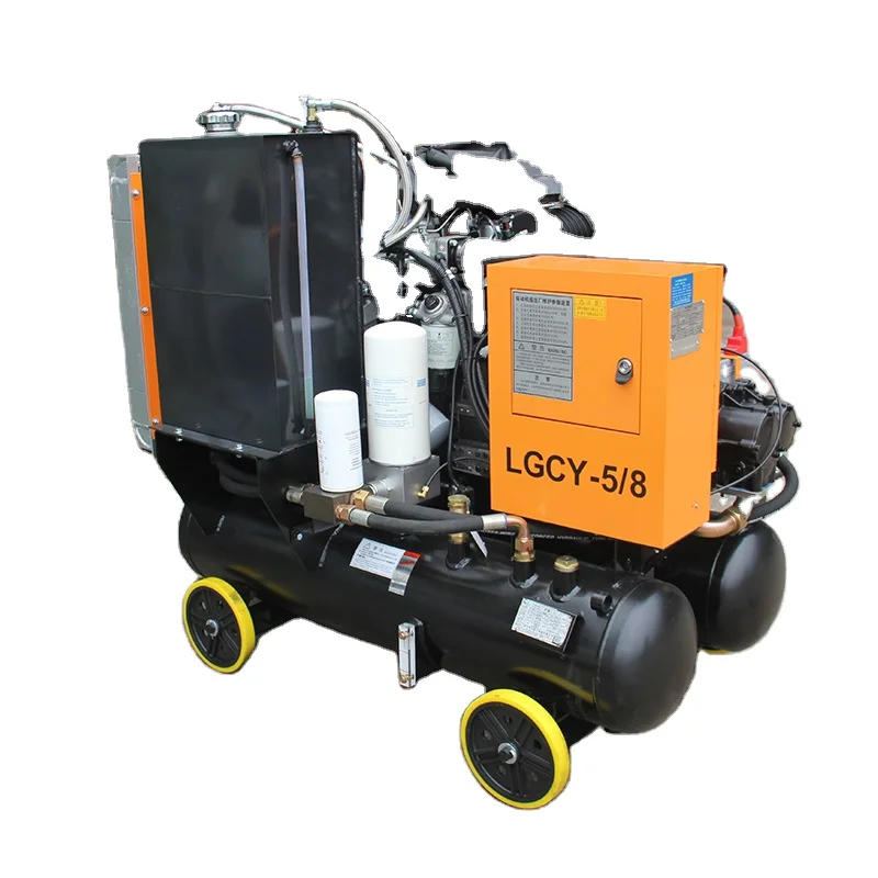 LGCY-5/8 screw 185 cfm air compressor diesel mobile for drilling rig price
