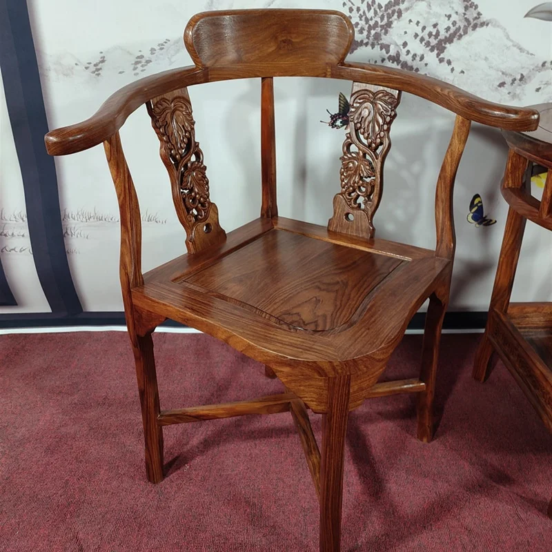 Mahogany furniture solid wood chicken wing wood lover chair Chinese leisure Taishi chair coffee table combination round chair th