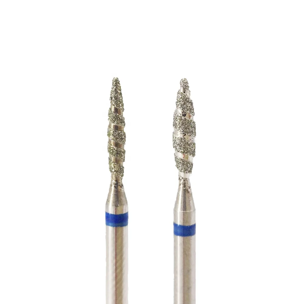 Manicure nail cuticle work flame shape spiral coating tornado diamond drill bit