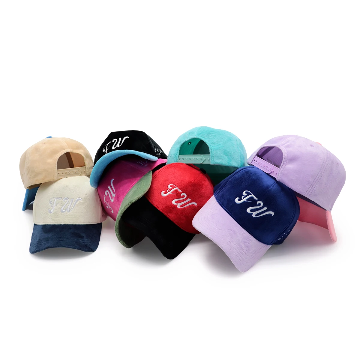 vintage two tone color embroidery logo hat custom velvet baseball caps