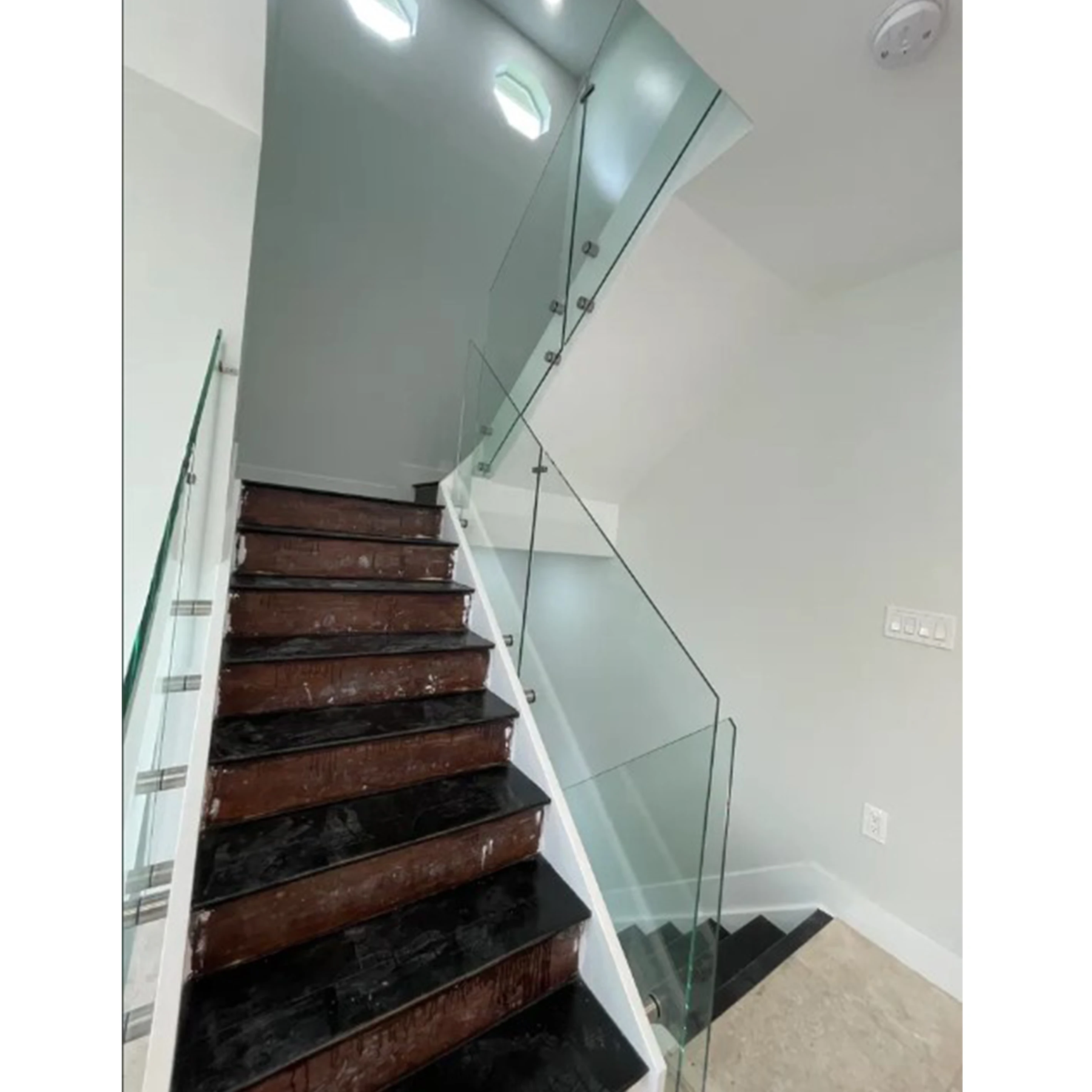 Good price Frameless tempered glass railing Super Clear laminated glass fence  stair balcony standoff glass balustrade
