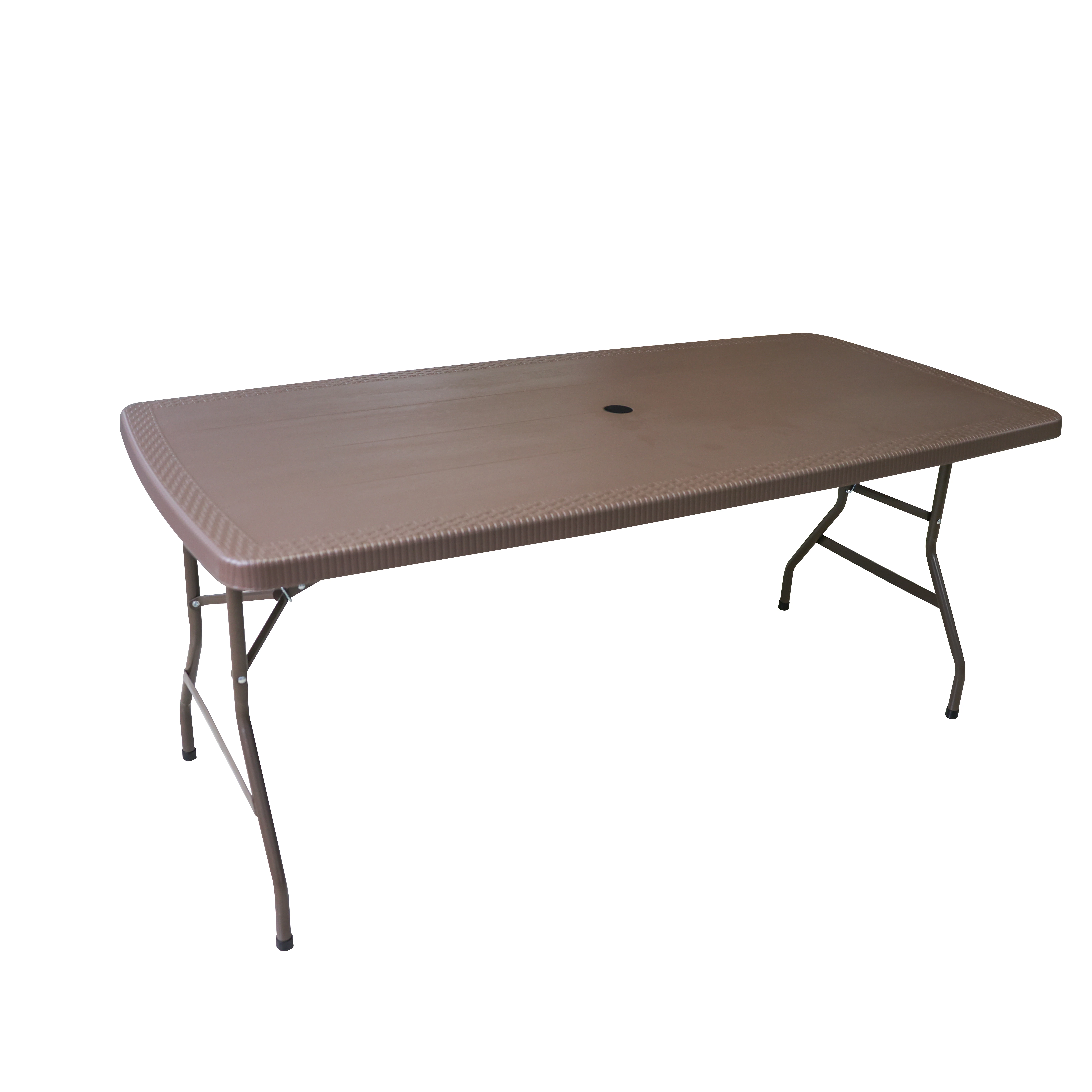 HONGQIAO Outdoor Table 6ft Dark Gray Rectangular Plastic Table bbq Camping Picnic Patio Table Hole for Umbrella