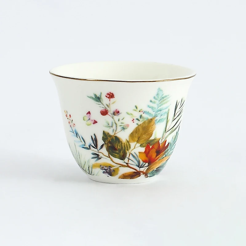 Wholesale Custom Logo Flower Pattern Turkish Coffee Cups Porcelain Tea Cup Ceramic cup