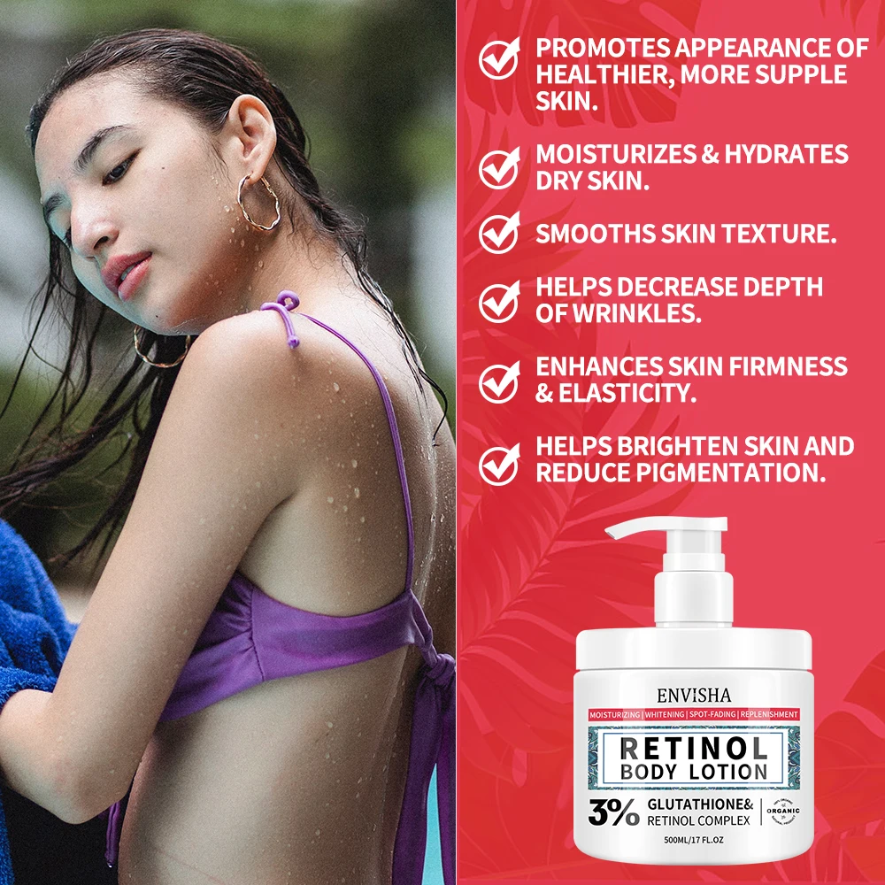 Wholesale Anti Aging Retinol Body Lotion Private Label Body Smoothing Whitening Cream For Black Skin