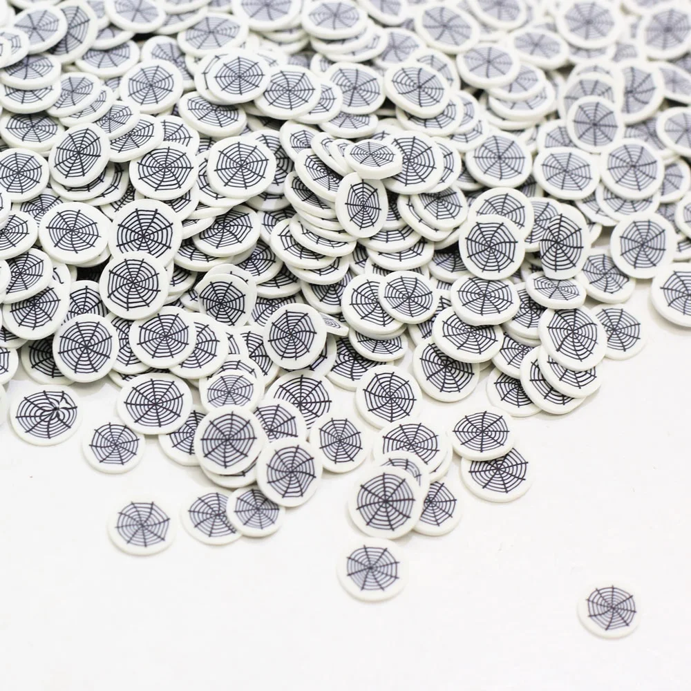 
New Arrival 5mm Halloween Ghost Bat Cobweb Black Cat Polymer Clay Sprinkles for Halloween Decoration 