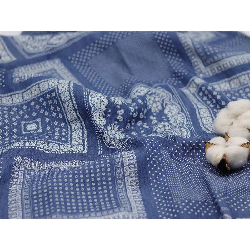 Оптовая продажа, 100% хлопок, 32s, синяя мягкая 4,5 унции, промытая джинсовая ткань с принтом для рубашек, джинсов, юбки для лета, производитель текстиля