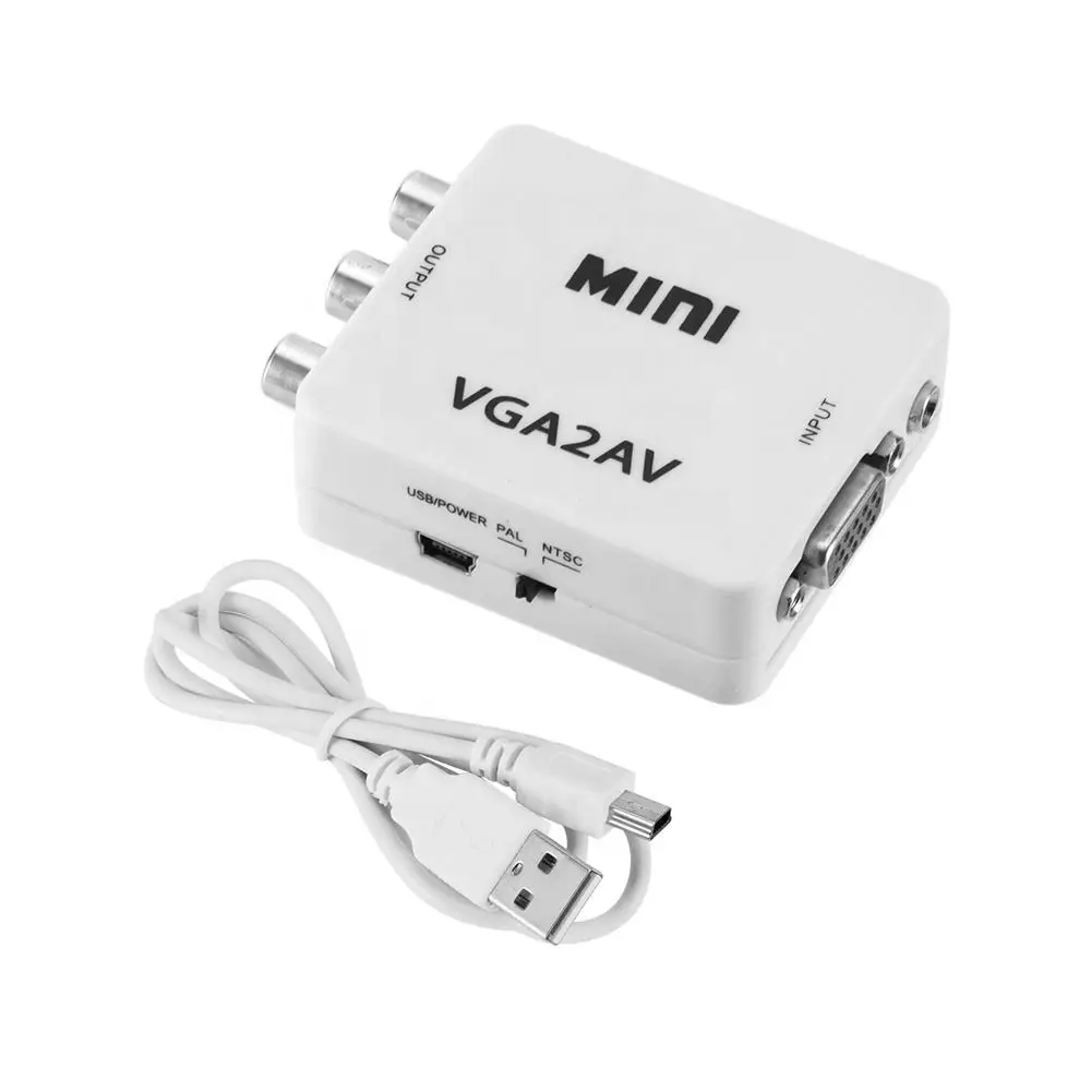 Factory Price VGA to AV Adapter HD Female-Female Cable Audio L/R out 2560x1600@60hz Mini VGA to AV RCA Converter for HDTV PC