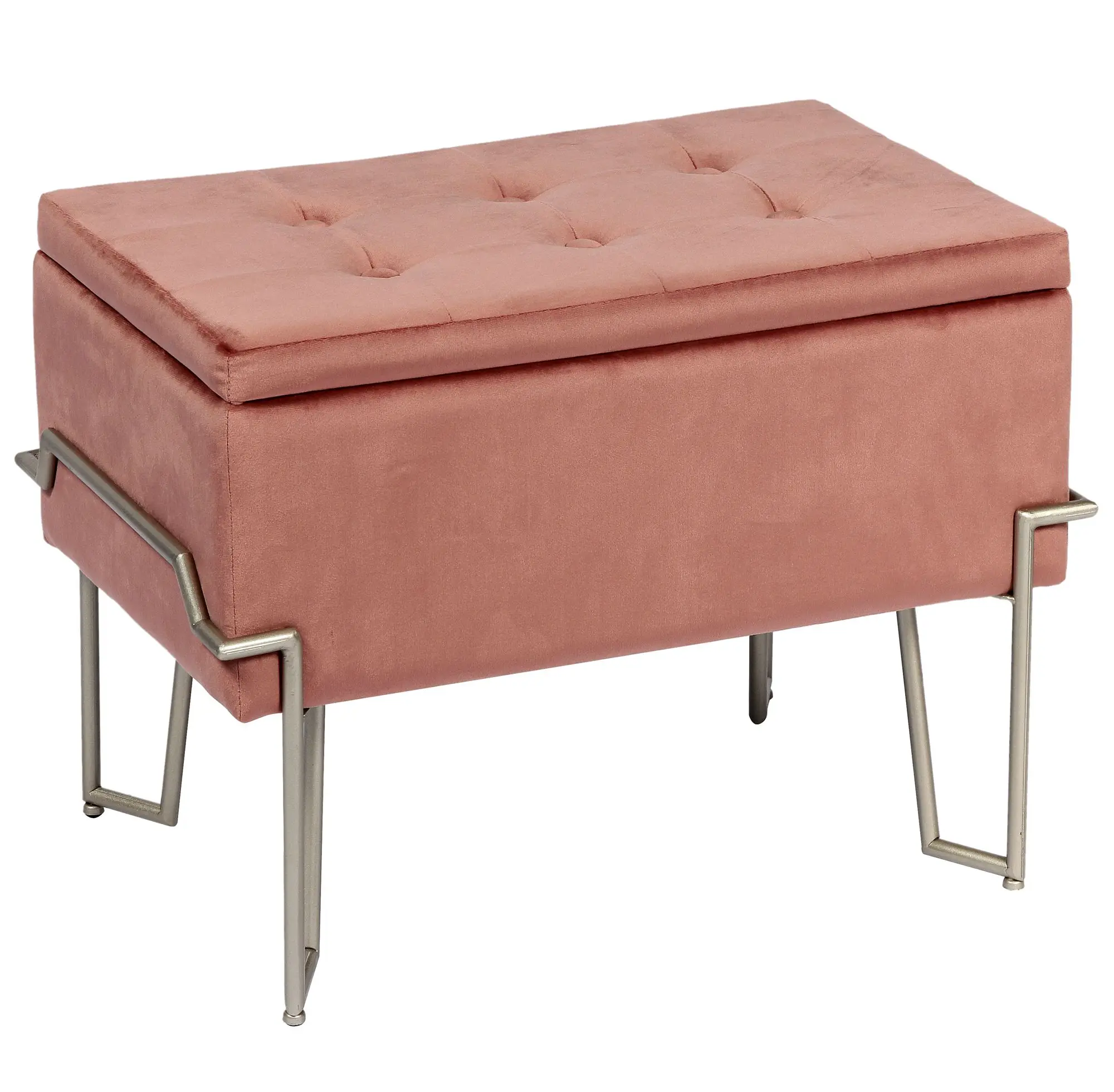 Bailey Velvet Footrest Ottoman Vanity Upholstered  Make Up Stool Metal Legs Stool