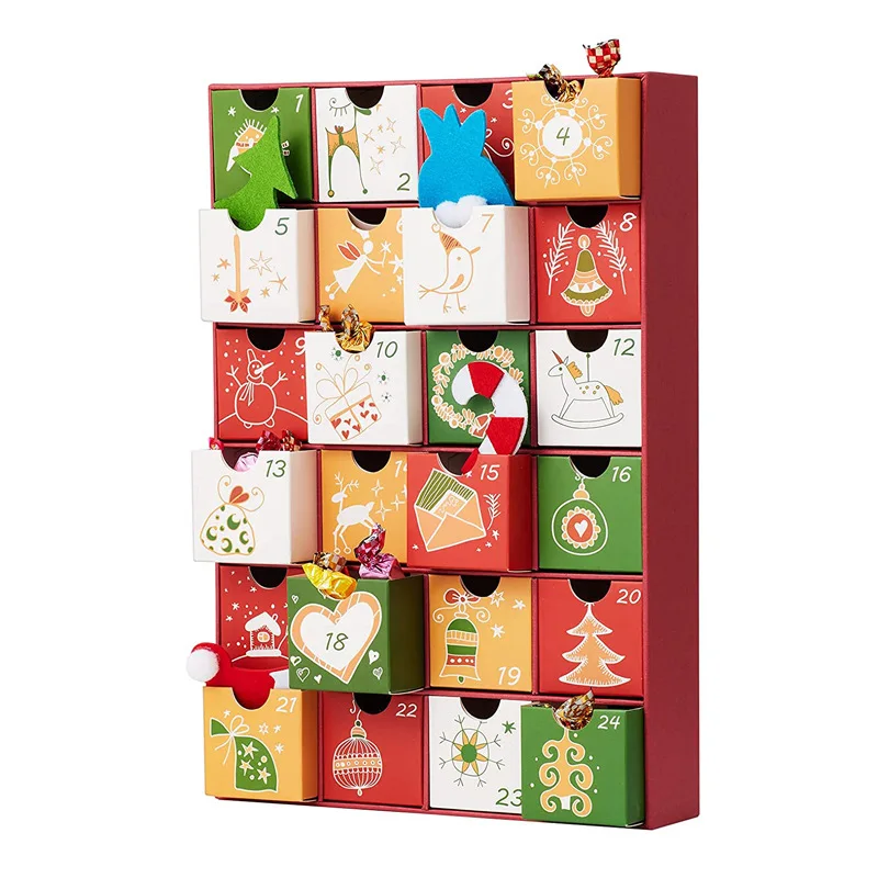Luxury Empty Big Cardboard Handmade Custom Decoration Paper Christmas Gift 12/24 Mysterious Box Advent Calendar Box