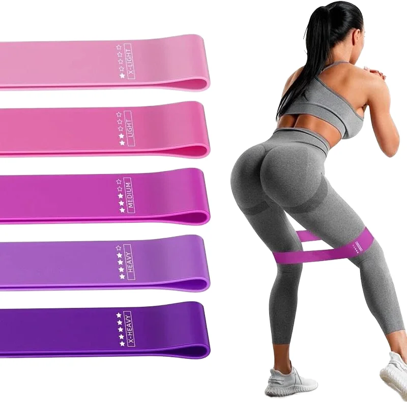 Buy 5 Sizes Mini Set Custom Printed TPE Mills Resistance Band with Looped Elastic for Gym Fitness Exercise Private Label