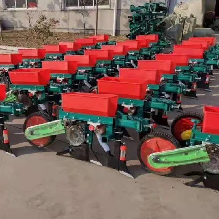 Small 2 wheels walking tractor mounted double rows corn precise seeder with fertilizer machine