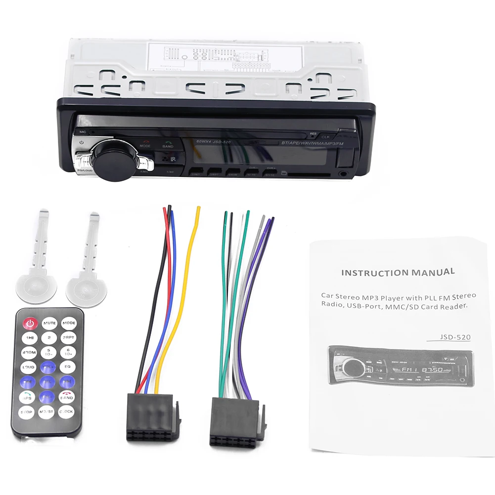 Car Radio Stereo Player Digital BT Car MP3 Player 60Wx4 FM Radio Stereo Audio Music USB/SD with In Dash AUX Input